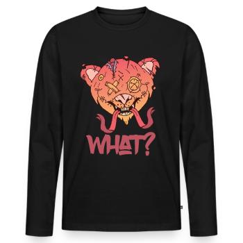Teddy drôle quelle horreur effrayante nounours meurtrier - T-shirt manches longues Premium bio Homme - noir - Devant - Nico (187cm)