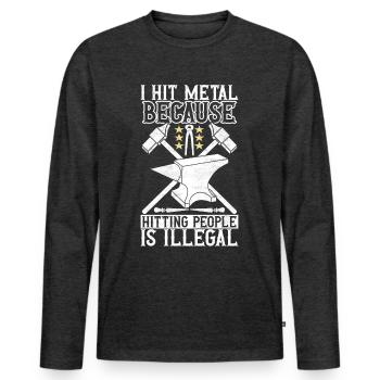 Blacksmith Forging Anvil - Men's Premium Organic Long Sleeve Shirt - heather anthracite - Front - Nico (187cm)