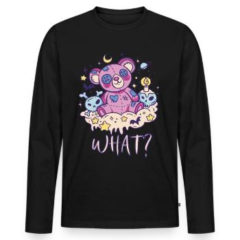 Drôle de cauchemar de crâne en peluche, hein? Meurtrier - T-shirt manches longues Premium bio Homme - noir - Devant - Nico (187cm)