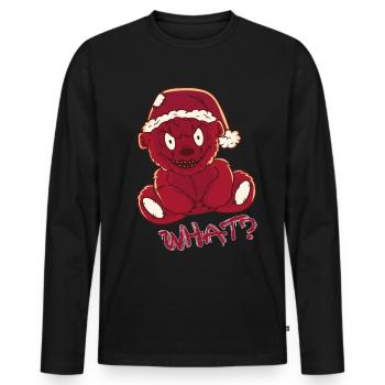Drôle de cauchemar nounours de Noël Quoi? Meurtrier - T-shirt manches longues Premium bio Homme - noir - Devant - Nico (187cm)