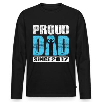 Proud Dad Since 2017 - Men's Premium Organic Long Sleeve Shirt - black - Front - Nico (187cm)