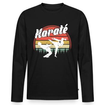 Karaté - T-shirt manches longues Premium bio Homme - noir - Devant - Nico (187cm)