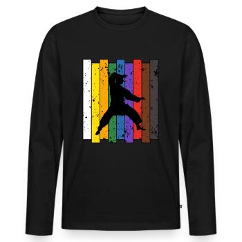 Karaté - T-shirt manches longues Premium bio Homme - noir - Devant - Nico (187cm)