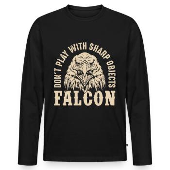 Falke Scharfe Objekte Falknerei Adler Habicht Falk - Männer Premium Bio Langarmshirt - Schwarz - Vorne - Nico (187cm)