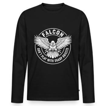 Falke Scharfe Objekte Falknerei Ornithologe Adler - Männer Premium Bio Langarmshirt - Schwarz - Vorne - Nico (187cm)