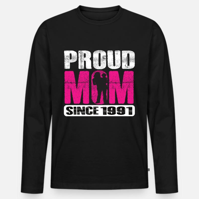 Proud Mom Since 1991 - Männer Premium Bio Langarmshirt - Schwarz