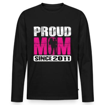 Proud Mom Since 2011 - Men's Premium Organic Long Sleeve Shirt - black - Front - Nico (187cm)