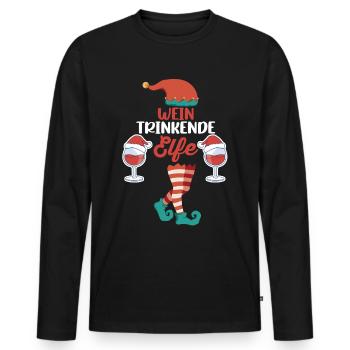 Weinachten Weihnachtself Wein Elfe Elfen - Männer Premium Bio Langarmshirt - Schwarz - Vorne - Nico (187cm)