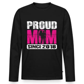 Proud Mom Since 2018 - Men's Premium Organic Long Sleeve Shirt - black - Front - Nico (187cm)