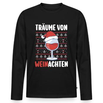 Weihnachtsmann Wein Weihnachten - Männer Premium Bio Langarmshirt - Schwarz - Vorne - Nico (187cm)