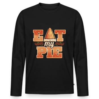 Eat My Pie Pumpkin Pie Piece Thanksgiving - Männer Premium Bio Langarmshirt - Schwarz - Vorne - Nico (187cm)