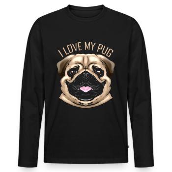 Dog Lover - J’aime mon carlin - T-shirt manches longues Premium bio Homme - noir - Devant - Nico (187cm)