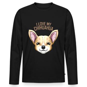 Dog Lover - J’aime mon Chihuahua - T-shirt manches longues Premium bio Homme - noir - Devant - Nico (187cm)