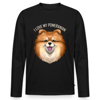 Dog Lover - I Love My Pomeranian - Men's Premium Organic Long Sleeve Shirt - black - Front - Nico (187cm)