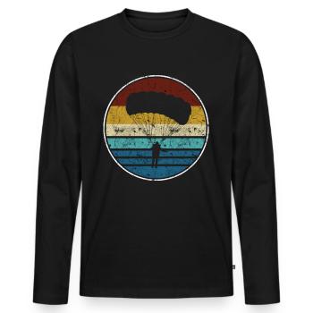 Fallschirm - Männer Premium Bio Langarmshirt - Schwarz - Vorne - Nico (187cm)