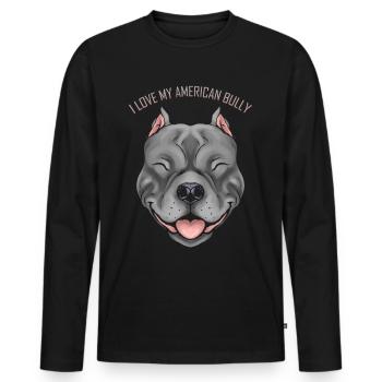 Dog Lover - I Love My American Bully - Männer Premium Bio Langarmshirt - Schwarz - Vorne - Nico (187cm)