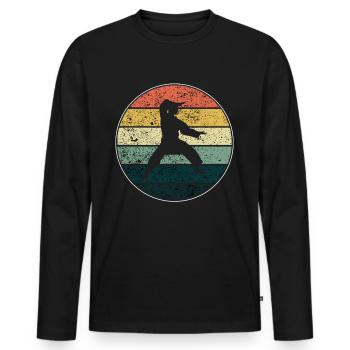 Karaté - T-shirt manches longues Premium bio Homme - noir - Devant - Nico (187cm)