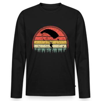 Fallschirm - Männer Premium Bio Langarmshirt - Schwarz - Vorne - Nico (187cm)