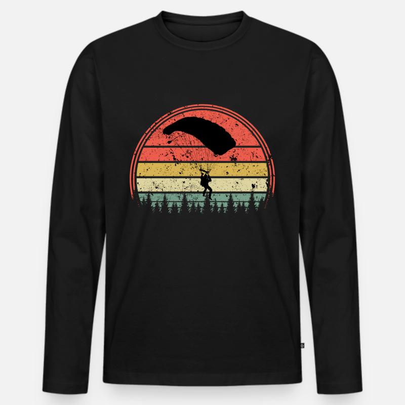 Fallschirm - Männer Premium Bio Langarmshirt - Schwarz