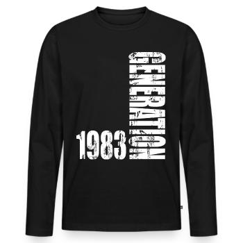 Génération 1983 Vintage Design - T-shirt manches longues Premium bio Homme - noir - Devant - Nico (187cm)