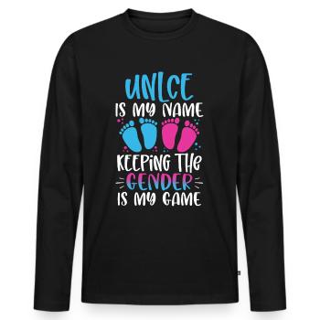 Uncle Is My Name Keeping The Gender Is My Game - Men's Premium Organic Long Sleeve Shirt - black - Front - Nico (187cm)