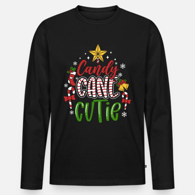 Candy Cane Cutie - Männer Premium Bio Langarmshirt - Schwarz
