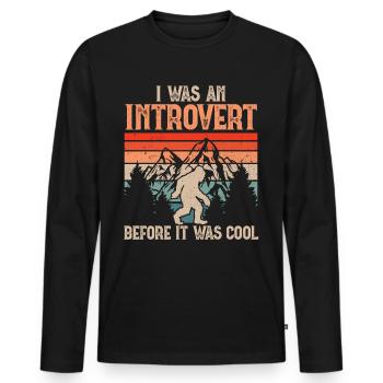J’étais introverti avant que ce soit cool - T-shirt manches longues Premium bio Homme - noir - Devant - Nico (187cm)