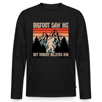 Bigfoot m’a vu mais personne ne le croit. - T-shirt manches longues Premium bio Homme - noir - Devant - Nico (187cm)