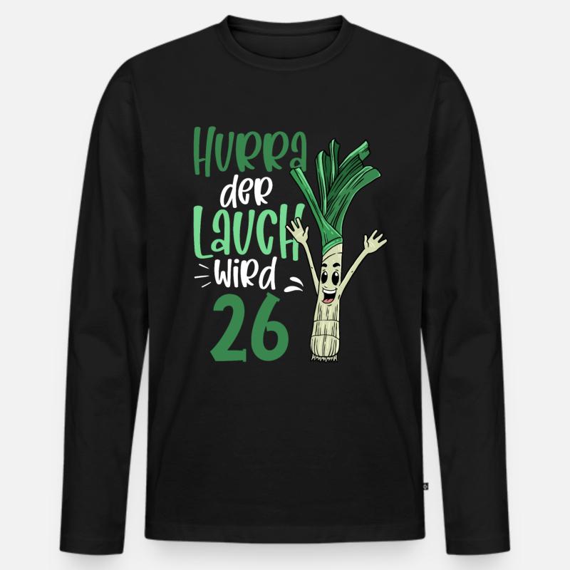 Hurra der Lauch wird 26 - Männer Premium Bio Langarmshirt - Schwarz