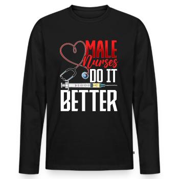 Male Nurses Do It - Männer Premium Bio Langarmshirt - Schwarz - Vorne - Nico (187cm)