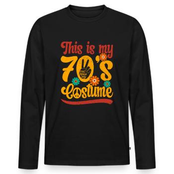 70s Seventies 1970s Party Outfit Costume - Men's Premium Organic Long Sleeve Shirt - black - Front - Nico (187cm)