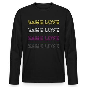 Asexuel Asexualité Asexual Flag Communauté - T-shirt manches longues Premium bio Homme - noir - Devant - Nico (187cm)