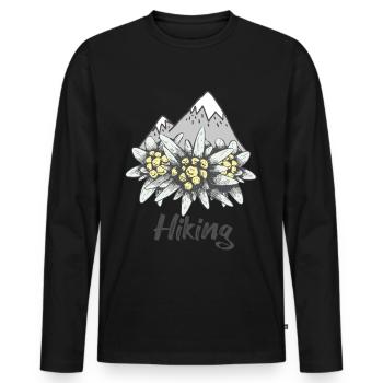 Randonnée Alpes Souvenir Edelweiss Suisse Montagnes Nat - T-shirt manches longues Premium bio Homme - noir - Devant - Nico (187cm)