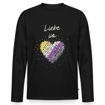 L’amour dans le cœur Asexuel Asexualité ACE Asexuels - T-shirt manches longues Premium bio Homme - noir - Devant - Nico (187cm)