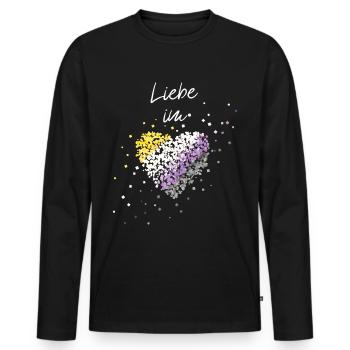 L’amour dans le cœur Asexuel Asexualité ACE Asexuels - T-shirt manches longues Premium bio Homme - noir - Devant - Nico (187cm)