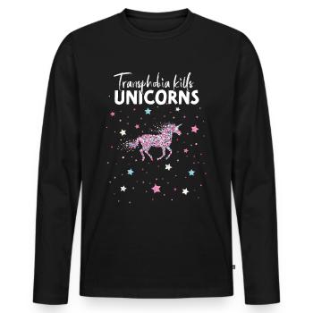 Unicorn Transgender Transsexual Transphobia - Men's Premium Organic Long Sleeve Shirt - black - Front - Nico (187cm)