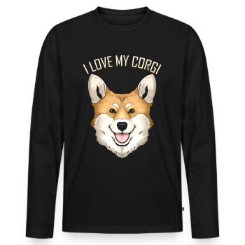 Dog Lover - I Love My Corgi - Men's Premium Organic Long Sleeve Shirt - black - Front - Nico (187cm)