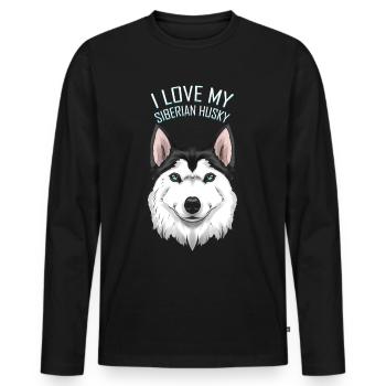 Dog Lover - I Love My Siberian Husky - Men's Premium Organic Long Sleeve Shirt - black - Front - Nico (187cm)
