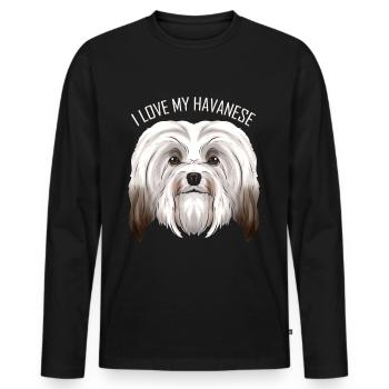 Dog Lover - J’aime mon havanais - T-shirt manches longues Premium bio Homme - noir - Devant - Nico (187cm)