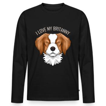 Dog Lover - I Love My Britanny - Men's Premium Organic Long Sleeve Shirt - black - Front - Nico (187cm)