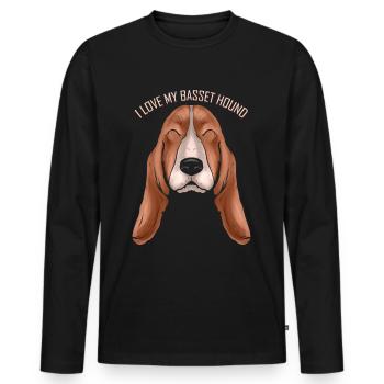 Dog Lover - I Love My Basset Hound - Men's Premium Organic Long Sleeve Shirt - black - Front - Nico (187cm)