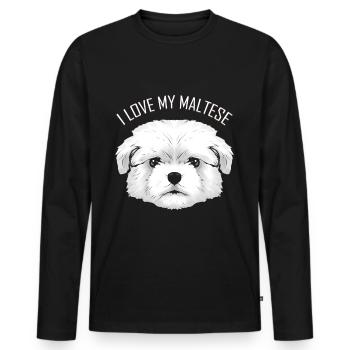 Dog Lover - I Love My Maltese - Men's Premium Organic Long Sleeve Shirt - black - Front - Nico (187cm)