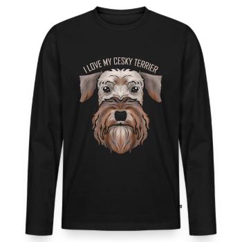 Amoureux des chiens - J’aime mon Cesky Terrier - T-shirt manches longues Premium bio Homme - noir - Devant - Nico (187cm)