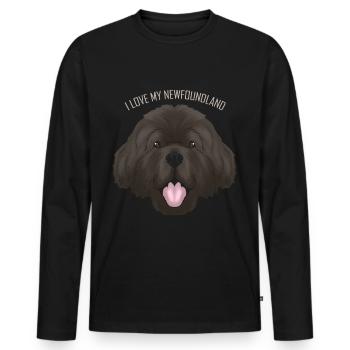 Dog Lover - I Love My Newfoundland - Men's Premium Organic Long Sleeve Shirt - black - Front - Nico (187cm)