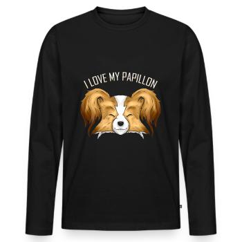 Dog Lover - I Love My Papillon - Men's Premium Organic Long Sleeve Shirt - black - Front - Nico (187cm)