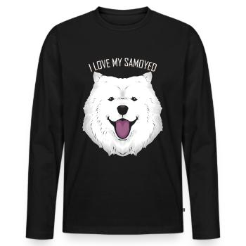 Dog Lover - I Love My Samoyed - Männer Premium Bio Langarmshirt - Schwarz - Vorne - Nico (187cm)