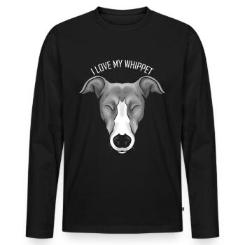 Dog Lover - I Love My Whippet - Männer Premium Bio Langarmshirt - Schwarz - Vorne - Nico (187cm)