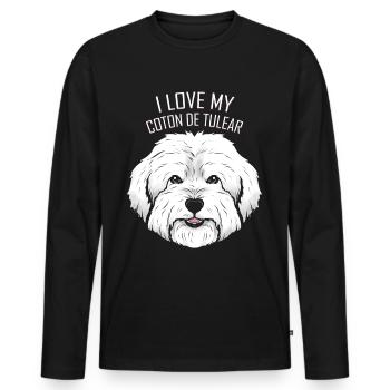 Dog Lover - J’aime mon Coton de Tuléar - T-shirt manches longues Premium bio Homme - noir - Devant - Nico (187cm)