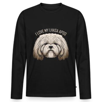 Amoureux des chiens - J’aime mon Lhassa Apso - T-shirt manches longues Premium bio Homme - noir - Devant - Nico (187cm)