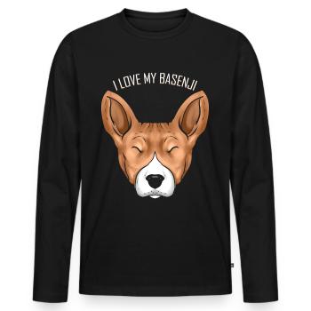 Dog Lover - I Love My Basenji - Männer Premium Bio Langarmshirt - Schwarz - Vorne - Nico (187cm)